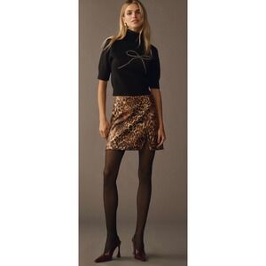 Maeve Faux Leather Side-Slit Micro Mini Skirt Size 10